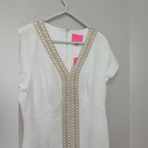 NWT Lilly Pulitzer Arie Stretch Shift Dress - Resort White Palm Paradise Sz 10 - Picture 6 of 11